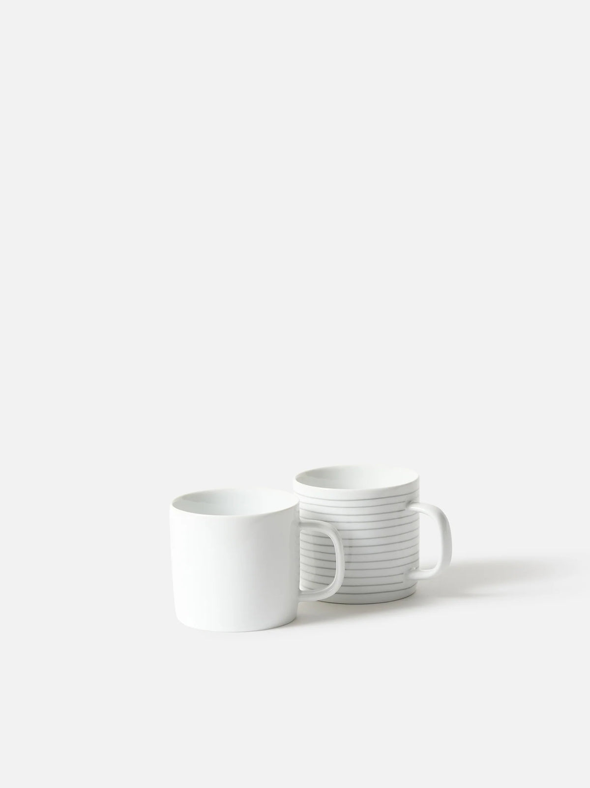 Porcelain Stripe Coffee Cup Set/4 - Grey/White
