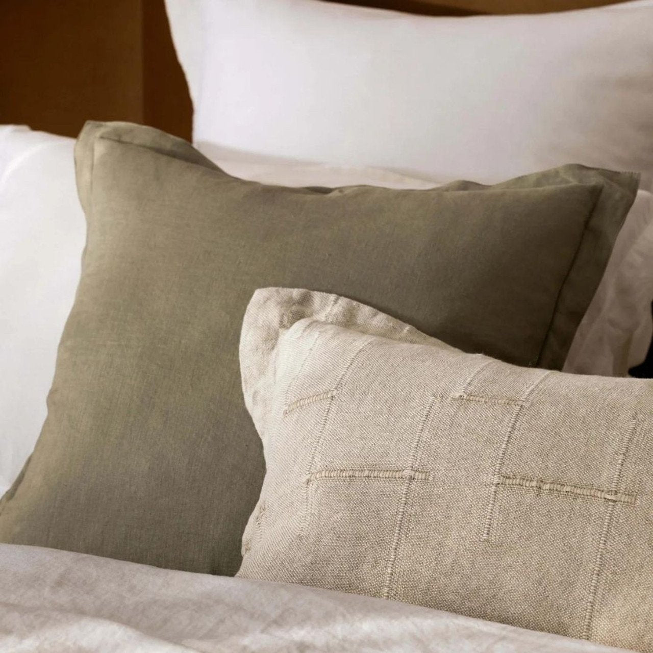 Palermo French Linen Rectangle Cushion - Sage