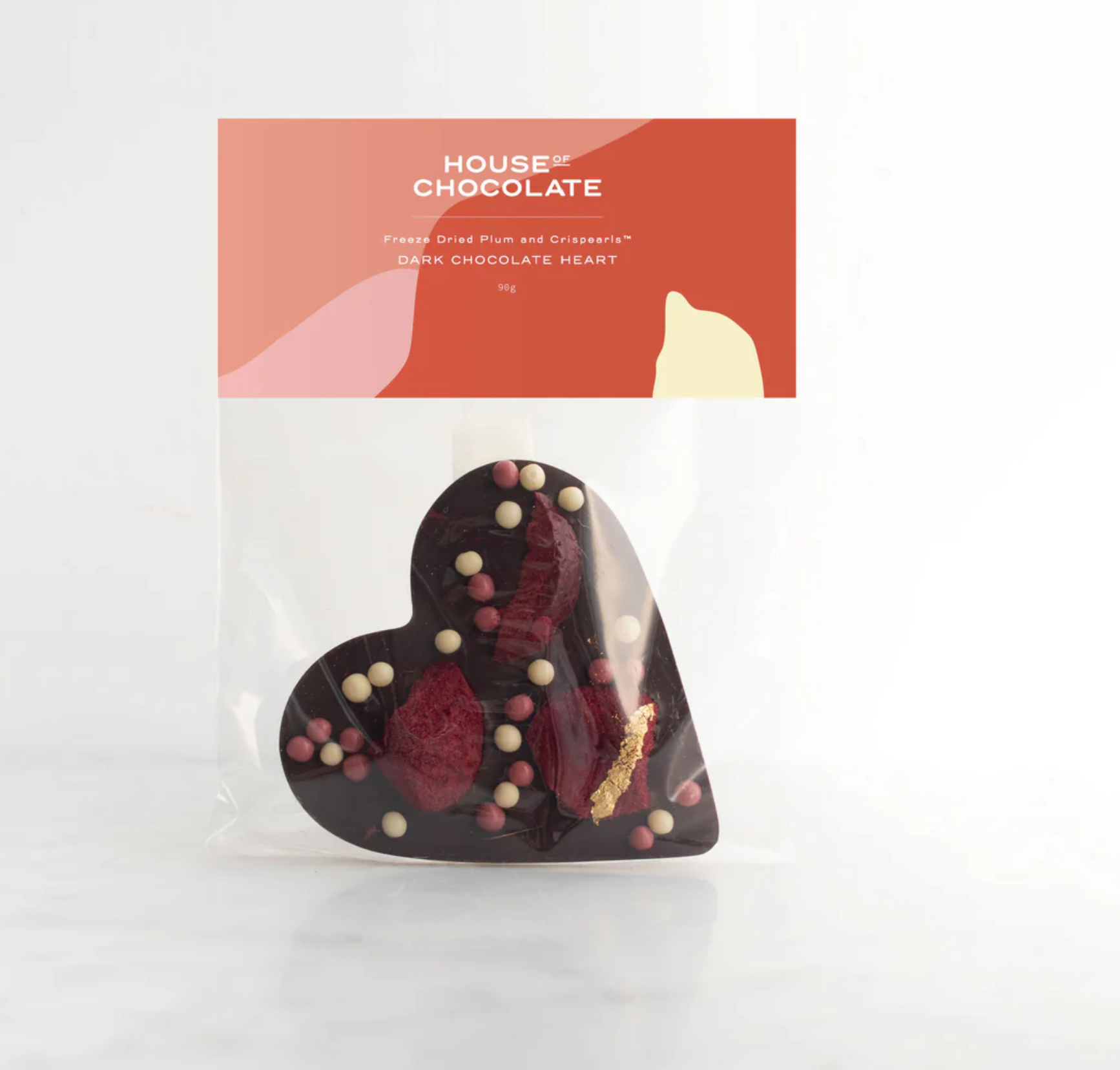 Plum and Crispearl Chocolate Heart