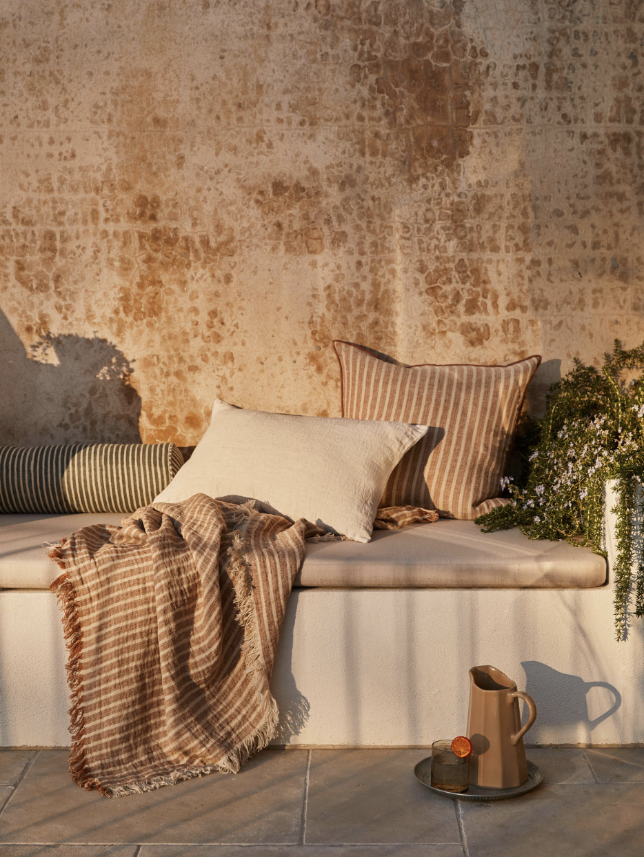 Ava Nougat Pure Linen Rectangle Cushion - 65 x 40cm