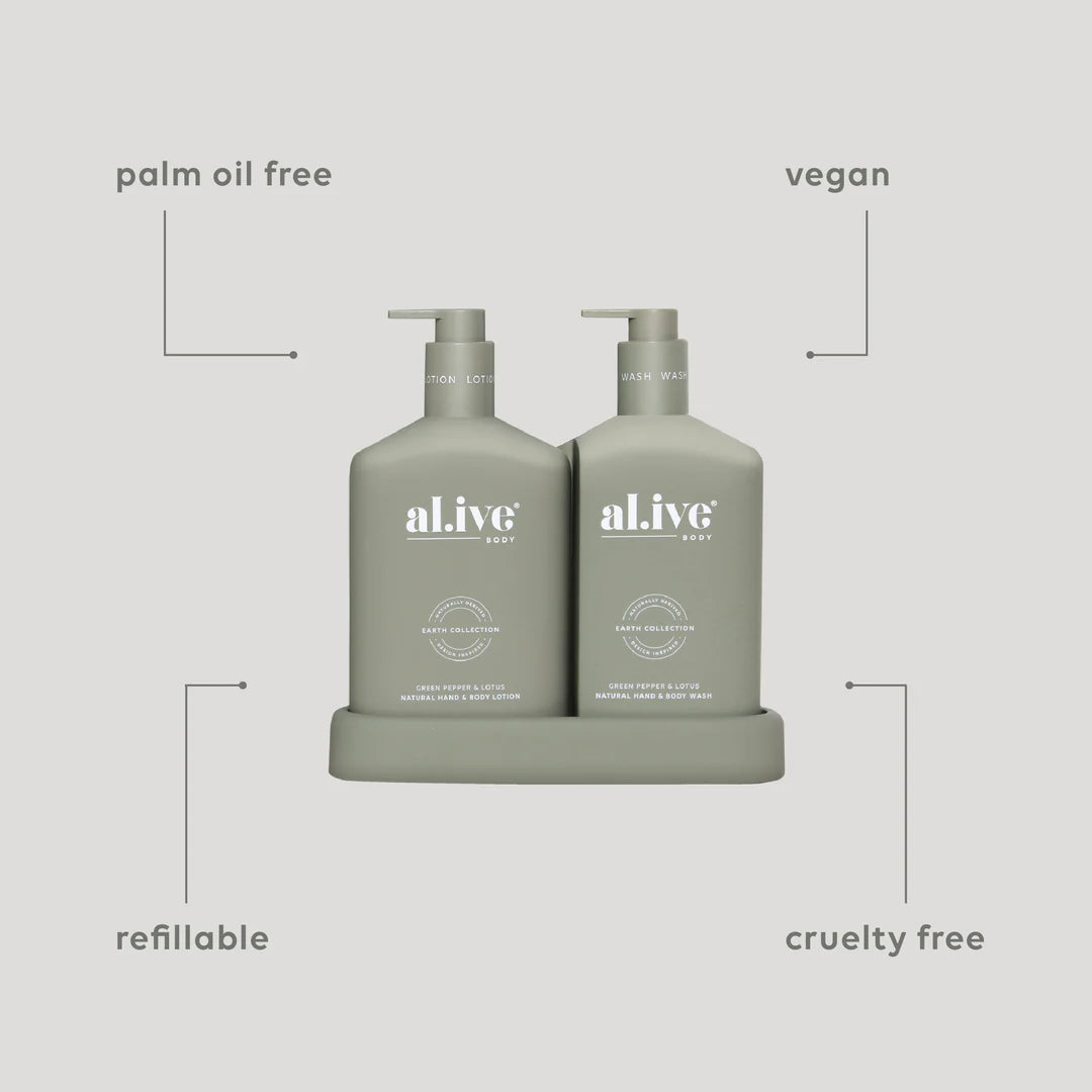 ali.ve - wash & lotion duo - green pepper & lotus