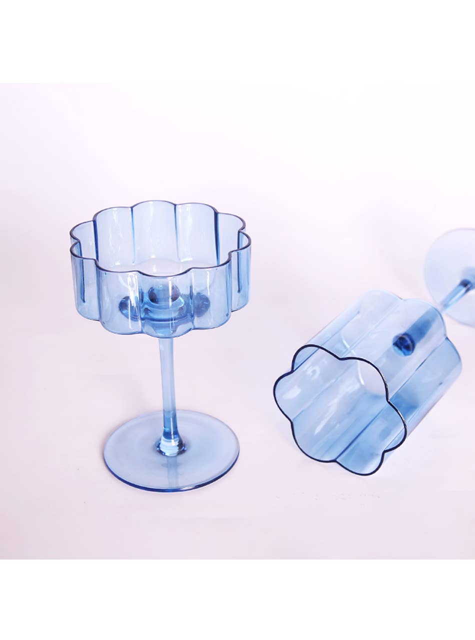 "Flower" Colourful Crystal Stemware – Wine & Cocktail Glasses: Wine Glass / Clear