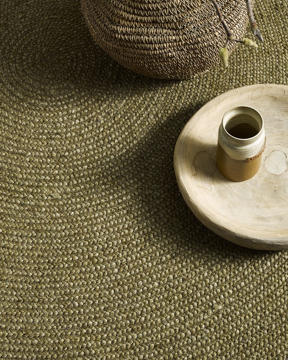Baya | Tairua Round Floor Rug - Moss Green