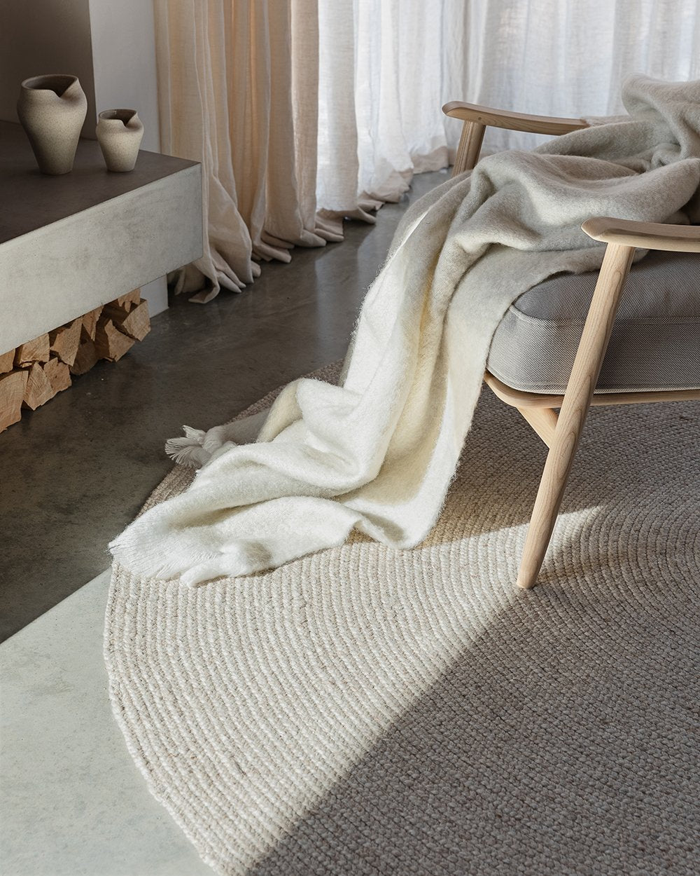 Baya | Tairua Round Floor Rug - Natural Straw