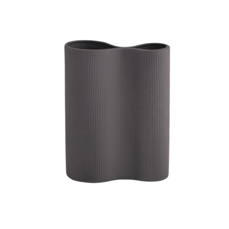 Ribbed Infinity Vase Charcoal - Medium