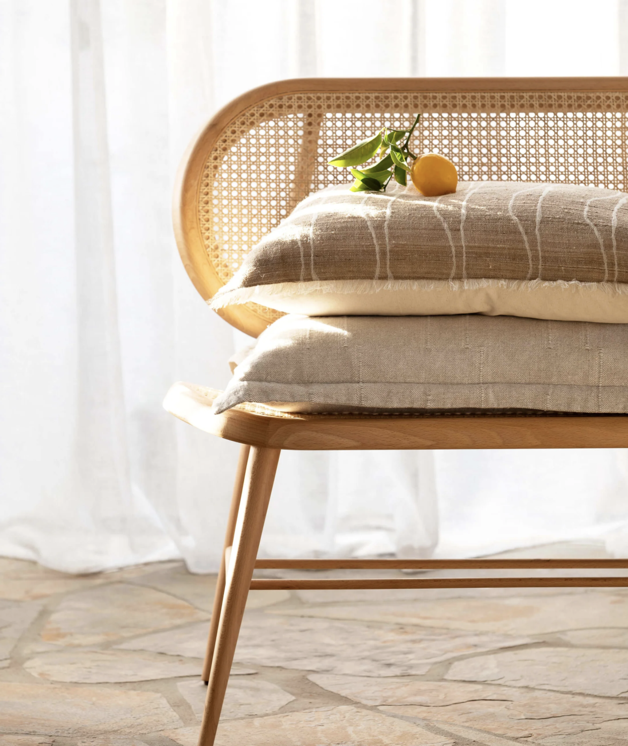 Palermo French Linen Rectangle Cushion - Natural