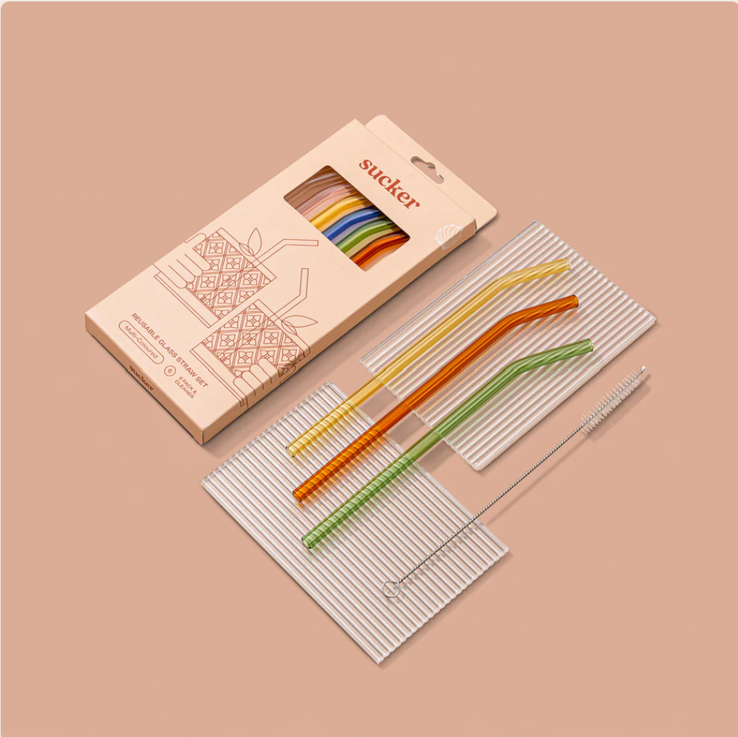 Reusable Glass Drinking Straws - Multi-colour