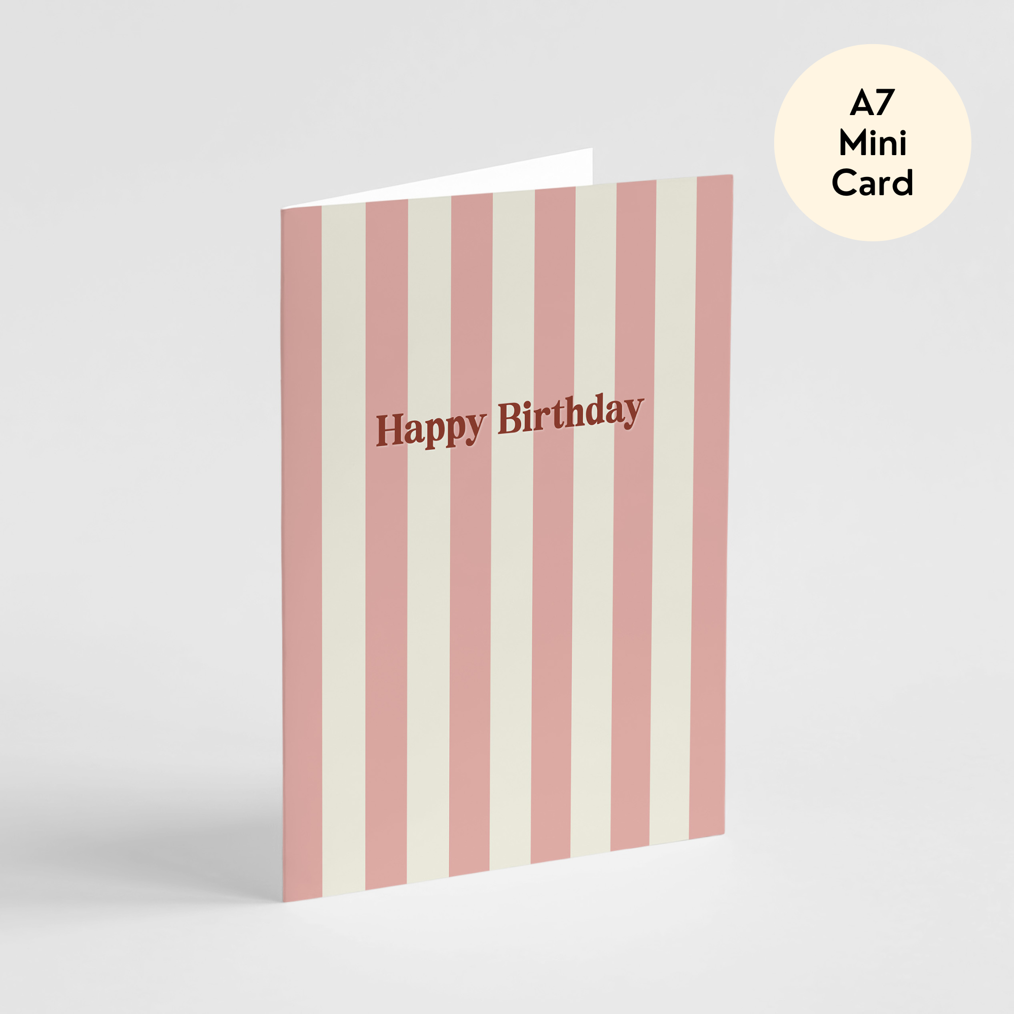 Red Stripes Mini Happy Birthday Card