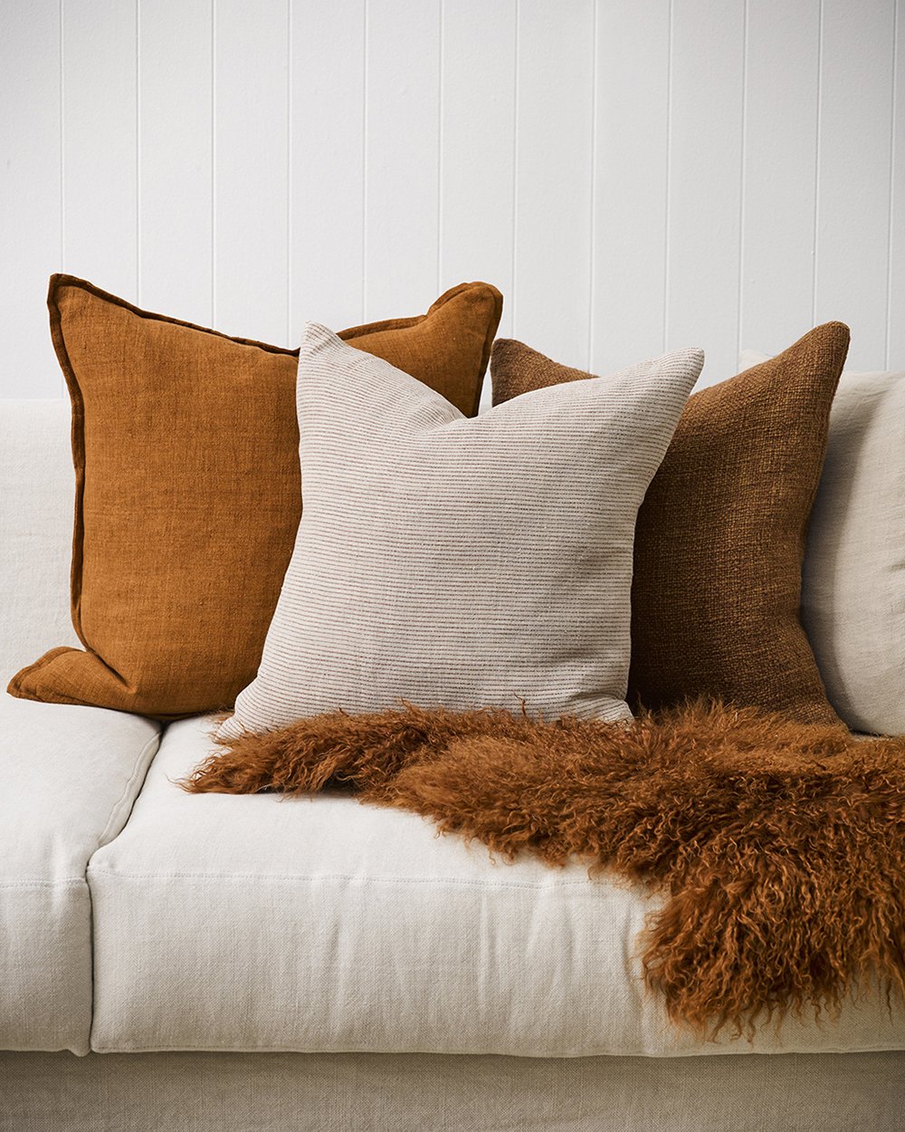 Sandridge Cushion - Linen/Rust 50 x 50cm