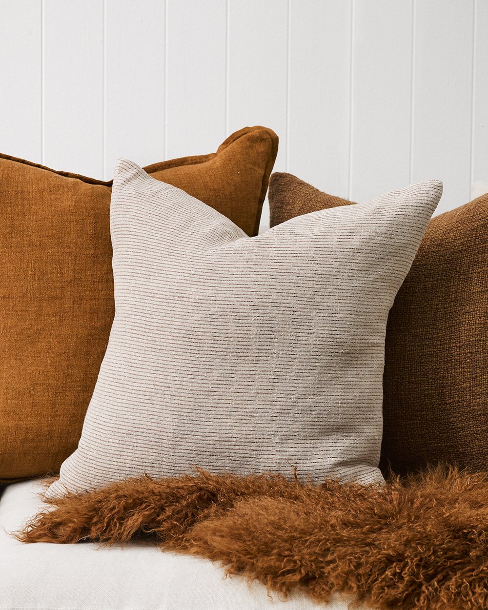 Sandridge Cushion - Linen/Rust 50 x 50cm